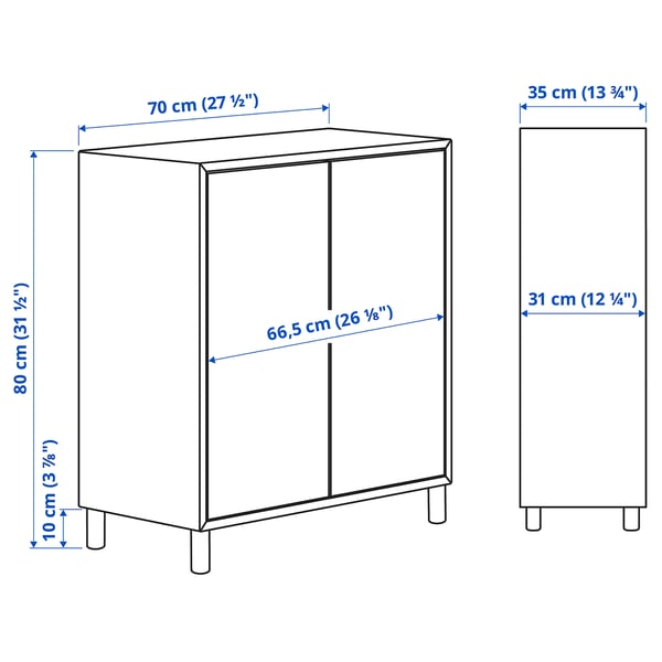 EKET Combinación de gabinete+patas, blanco/madera, 27 1/2x13 3/4x31 1/2 "