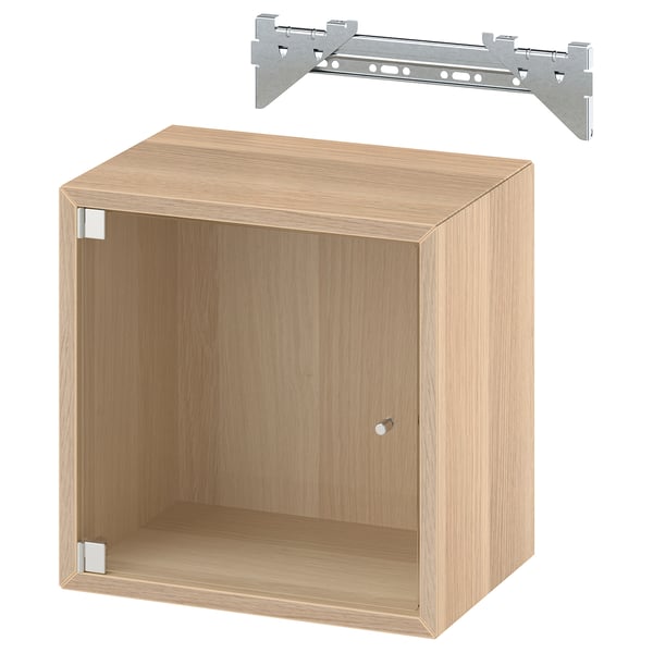 EKET Vitrina de pared, efecto de roble teñido en blanco, 13 3/4x9 7/8x13 3/4 "