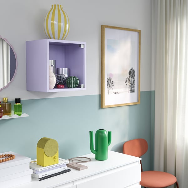 EKET Vitrina de pared, lila claro, 13 3/4x9 7/8x13 3/4 "