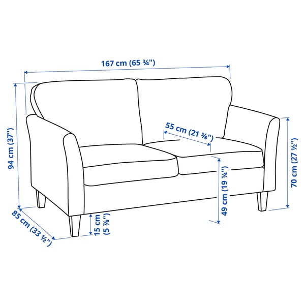 EKHOLMA Sofá de 2 plazas, Kilanda marrón rojizo