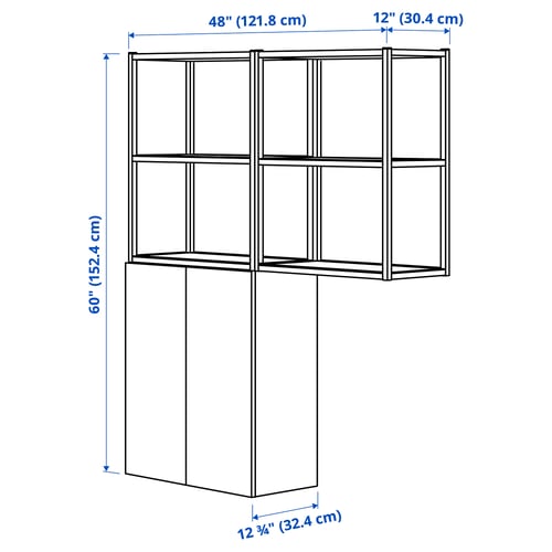 ENHET Combinación de almacenaje, antracita/blanco, 48x12 3/4x60 "