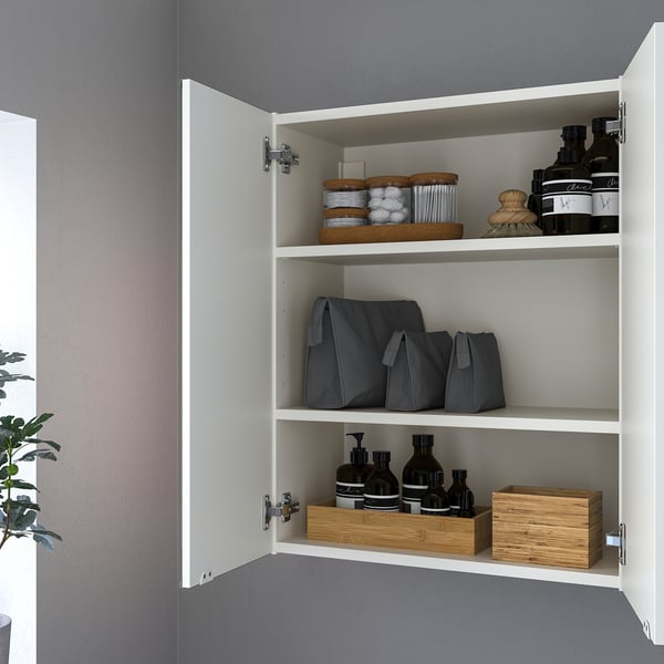 ENHET Gabinete de espejo+2 puertas, blanco, 24x12 3/4x30 "