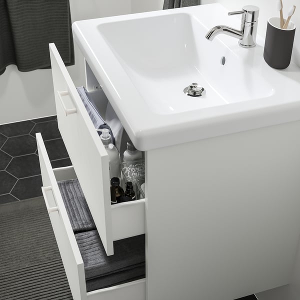 ENHET Mueble para baño+2 cajones, blanco, 24x18 3/4x24 "