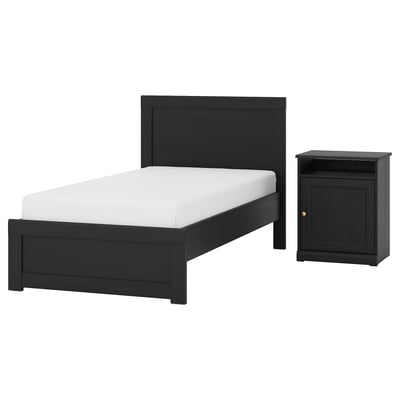 FÅGELFJÄLLET Muebles de dormitorio, juego de 2, negro efecto de roble, Tamaño twin