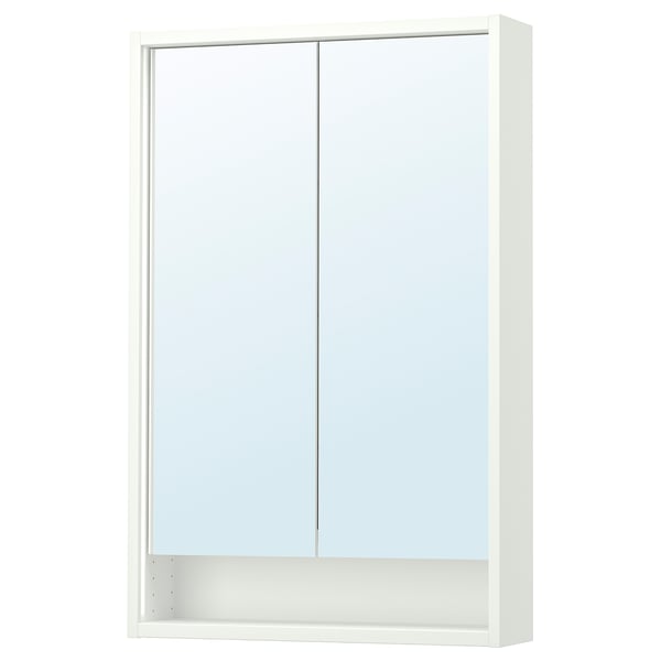 FAXÄLVEN Gabinete de espejo+luz integrada, blanco, 24x6x37 "