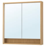 FAXÄLVEN Gabinete de espejo+luz integrada, efecto de roble, 36x6x37 "