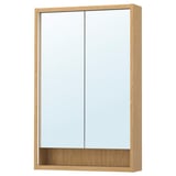 FAXÄLVEN Gabinete de espejo+luz integrada, efecto de roble, 24x6x37 "