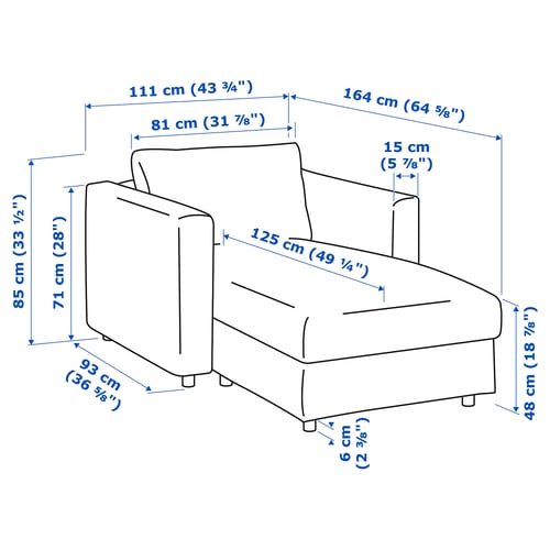 FINNALA Chaise longue, Gunnared gris intermedio