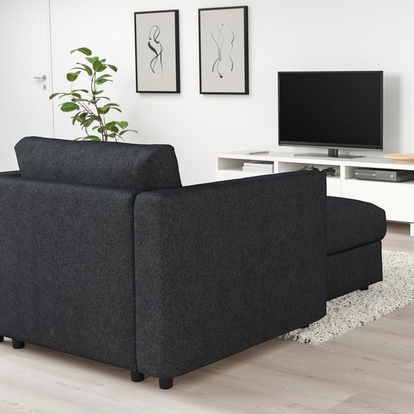FINNALA Chaise longue, Tallmyra negro/gris