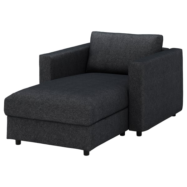 FINNALA Chaise longue, Tallmyra negro/gris