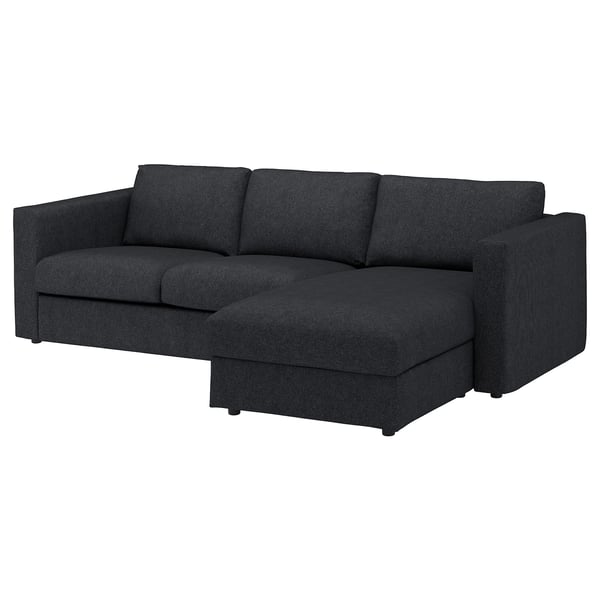 FINNALA Funda para sofá, +chaise longue/Tallmyra negro/gris
