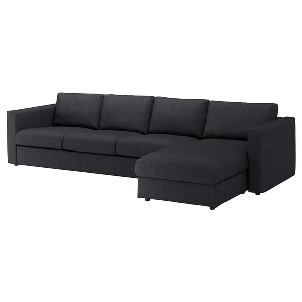 FINNALA Funda sofá 4 plazas+chaise longue, Tallmyra negro/gris