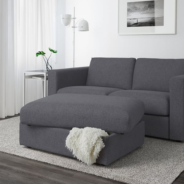 FINNALA Reposapiés+almacenamiento, Gunnared gris intermedio