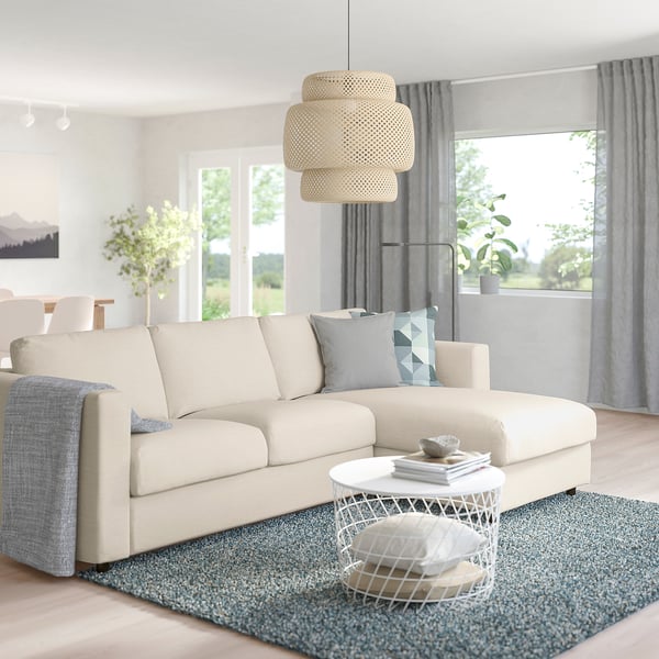 FINNALA Sofá cama, +chaise longue/Gunnared beige