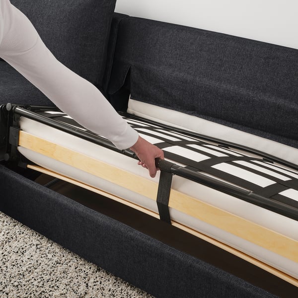 FINNALA Sofá cama, +chaise longue/Tallmyra negro/gris