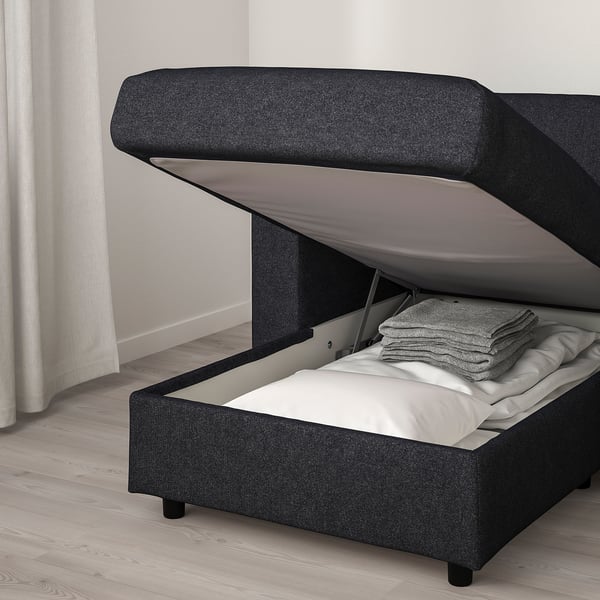 FINNALA Sofá, +chaise longue/Tallmyra negro/gris