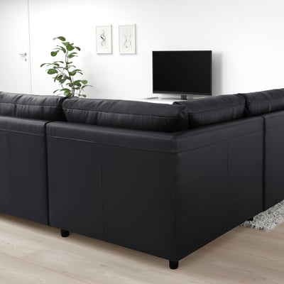 FINNALA Sofá esquinero, 4 plazas, Grann/Bomstad negro