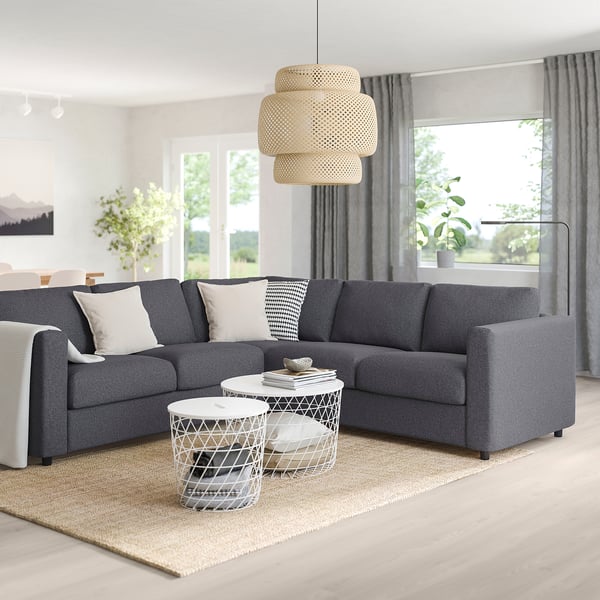FINNALA Sofá esquinero, 4 plazas, Gunnared gris intermedio
