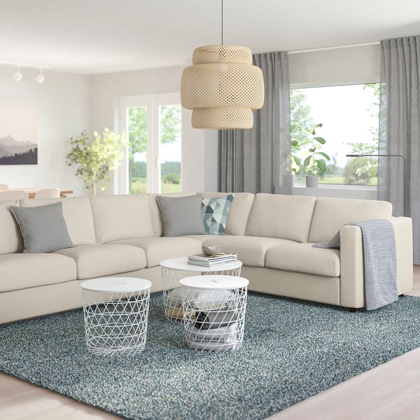 FINNALA Sofá esquinero, 5 plazas, Gunnared beige