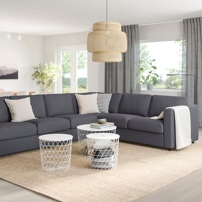 FINNALA Sofá esquinero, 5 plazas, Gunnared gris intermedio