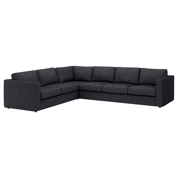 FINNALA Sofá esquinero, 5 plazas, Tallmyra negro/gris