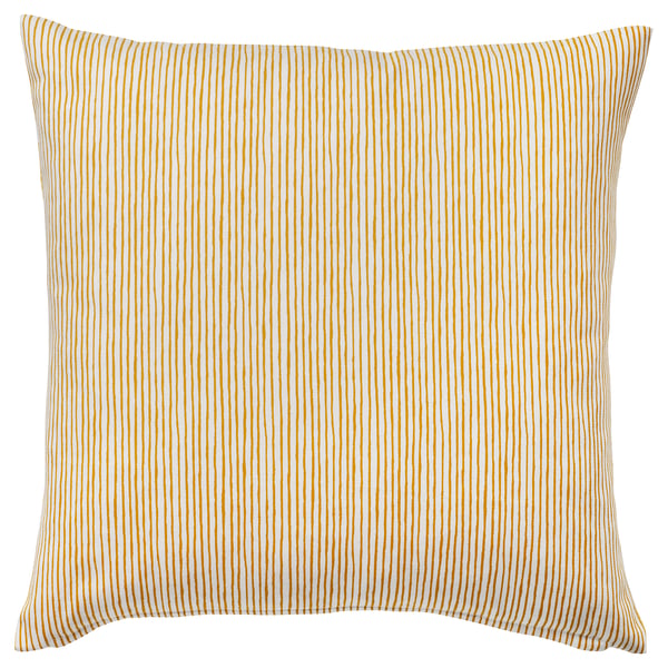 FJUNKLOCKA Funda para cojín, amarillo/blanco, 20x20 "