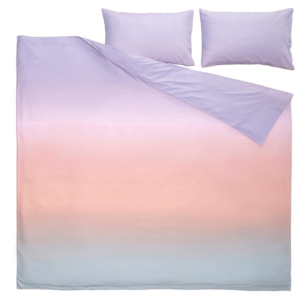 FLÄDERBUSKE Funda nórdica+funda(s) de almohada, multicolor, Tamaño King