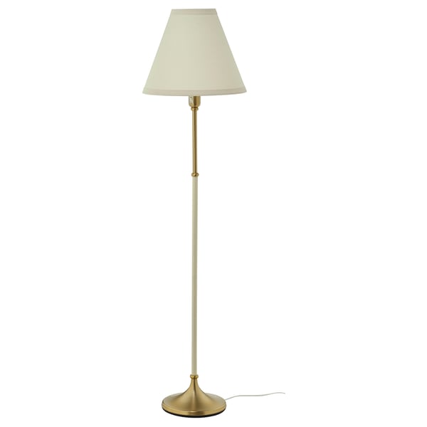 FLYGHÖJD Lámpara de piso, latón/beige