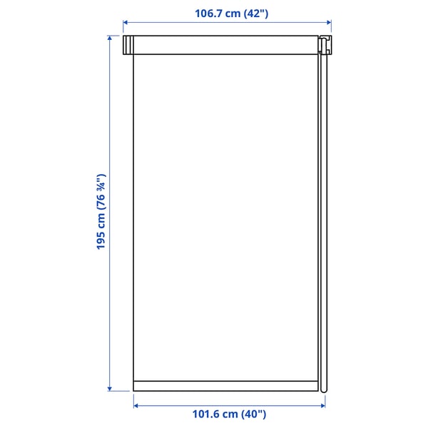FRIDANS Persiana enrollable opaca, blanco, 42x76 ¾ "