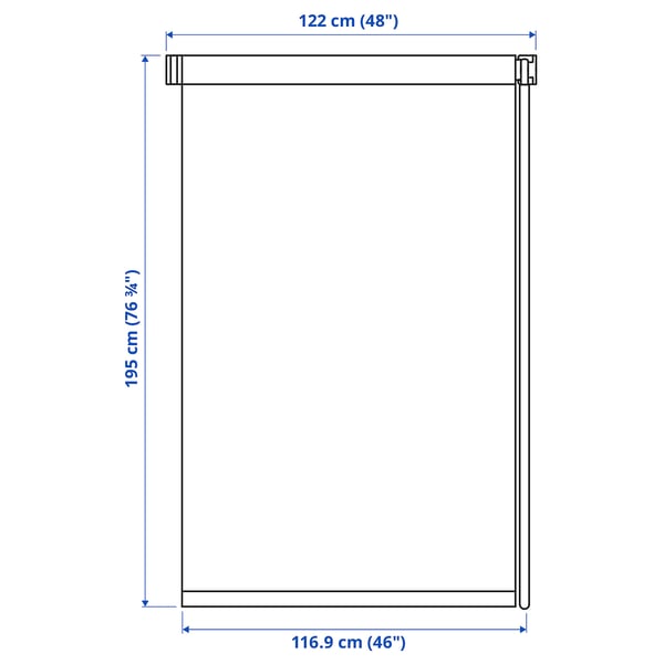 FRIDANS Persiana enrollable opaca, blanco, 48x76 ¾ "