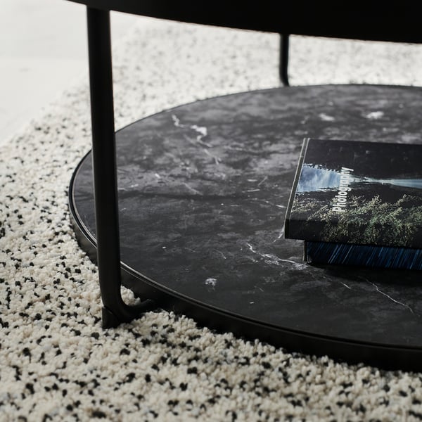 FRÖTORP Mesa de centro, antracita efecto de mármol/negro vidrio, 34 5/8 "