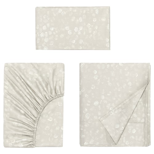 GINSTFÄLTMAL Juego de sábanas, beige/blanco, Tamaño twin