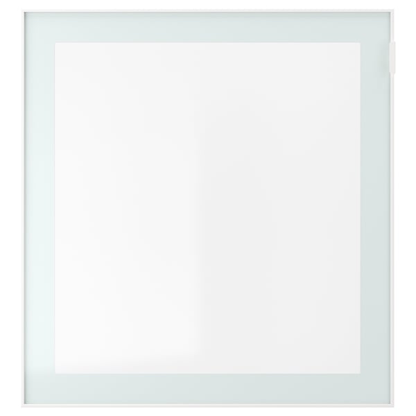 GLASSVIK Puerta de vidrio, blanco/verde claro vidrio transparente, 23 1/2x25 1/8 "