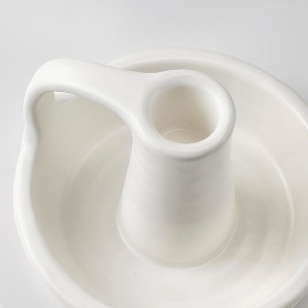 GODTAGBAR Candelero, cerámica blanco, 3 "