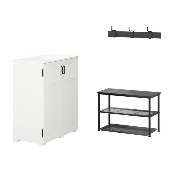 GREÅKER / NIPÅSEN Muebles para pasillos, juego de 4, blanco/negro