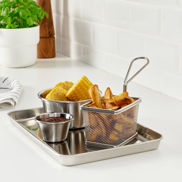 GRILLTIDER Bandeja para servir, acero inoxidable, 11 ¾x7 ¾ "