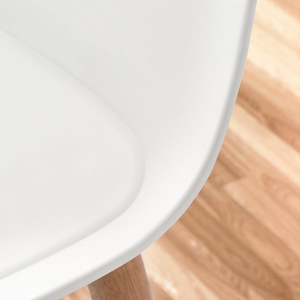 GRÖNSTA Silla con reposabrazos, int/ext, blanco/marrón claro/madera