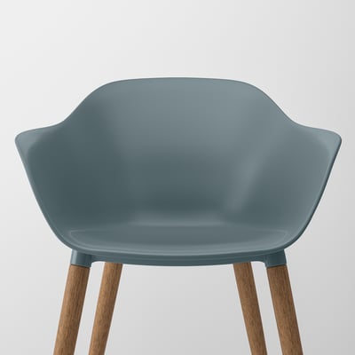 GRÖNSTA Silla con reposabrazos, int/ext, gris turquesa