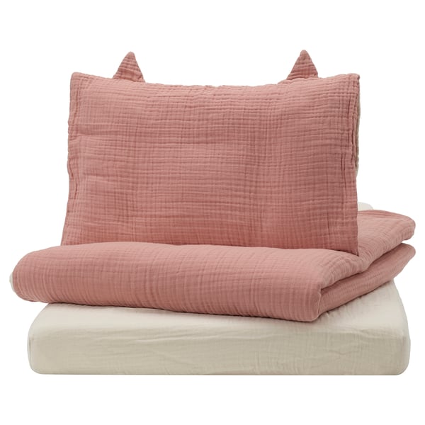 GULDVÄVARE Ropa de cuna, 3 piezas, rosado claro/beige, 27 1/2x52 "