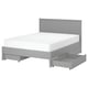 GULLABERG Base de cama+4 cajas almacenamiento, gris/Luröy, Tamaño queen
