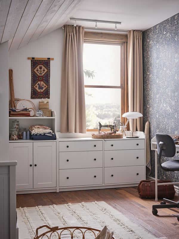 HAUGA Combinación de almacenaje, blanco, 81 7/8x45 5/8 "