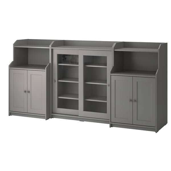 HAUGA Combinación de almacenaje, gris, 96 1/8x18 1/8x45 5/8 "