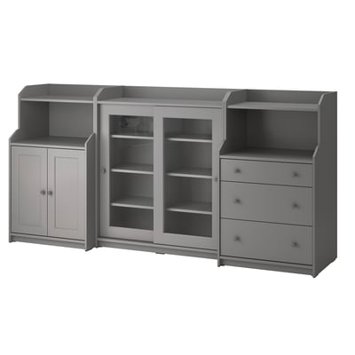 HAUGA Combinación de almacenaje, gris, 96 1/8x18 1/8x45 5/8 "