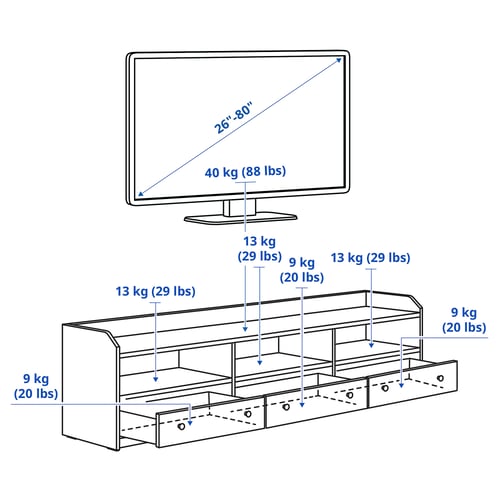 HAUGA Combinación para almacenaje/TV, gris, 108 5/8x18 1/8x45 5/8 "