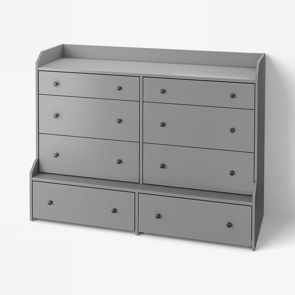 HAUGA Gavetero de 8 cajones, gris, 54 3/8x41 "