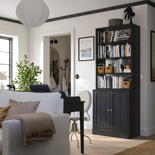 HAVSTA Combinación de almacenaje, negro, 31 7/8x18 1/2x83 1/2 "