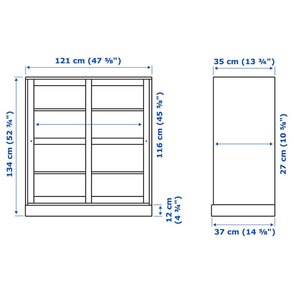 HAVSTA Vitrina con plinto, vidrio transparente blanco, 47 5/8x14 5/8x52 3/4 "