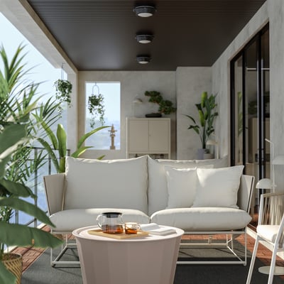 HAVSTEN Sofá 2 plazas, exterior, beige/beige