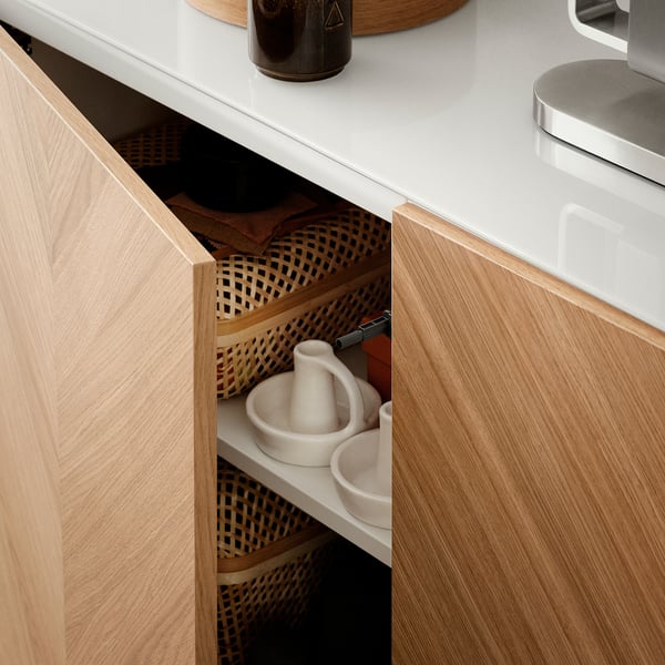 HEDEVIKEN Puerta, chapa de roble, 23 1/2x25 1/8 "