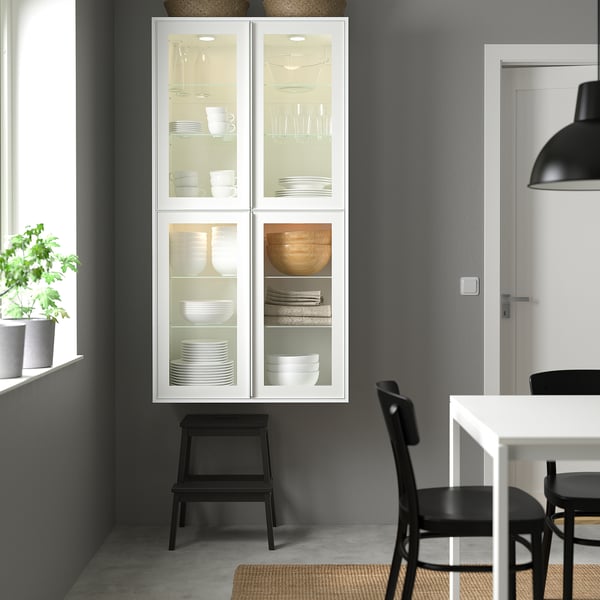 HEJSTA Puerta de vidrio, blanco/vidrio transparente, 18x40 "